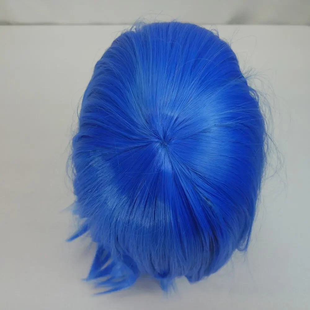 Bright Blue Cosplay Wig – Straight Medium Length with Bangs – Costume Hair